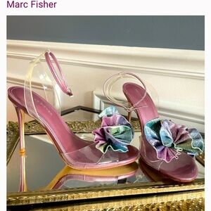 Marc Fisher Purple and Multicolor Floral Heels